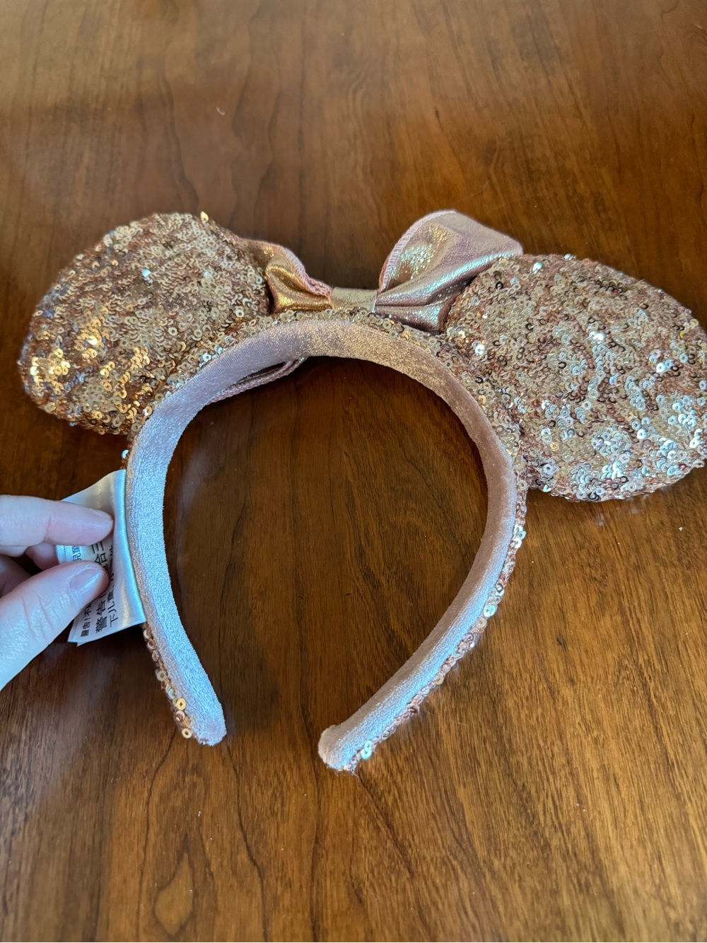 Disney Parks Rose Gold Sequin Minnie Mouse Ears - Picture 2 of 3